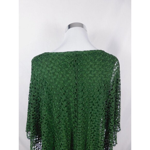 Olivia Blu XL Green Crochet Lace Poncho Blouse Boho Witch - Picture 6 of 11